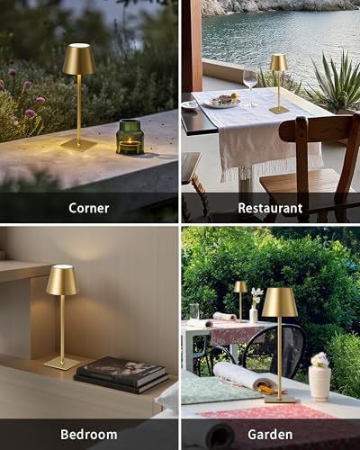 KDG Gold Cordless Table Lamps Set of 2, 4000mAh Rechargeable LED Desk Lamp - Image 6