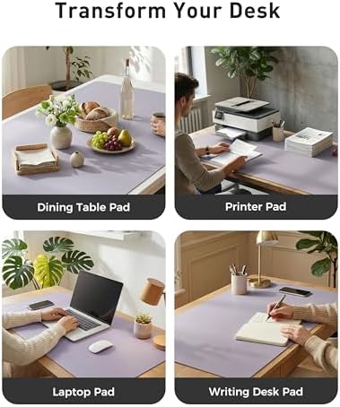 Aothia Faux Leather Desk Mat - Large Mouse Pad, Non-Slip PU Leather Blotter, Waterproof Writing Surface for Office and Home (Lavender, 40" x 24") - Image 6