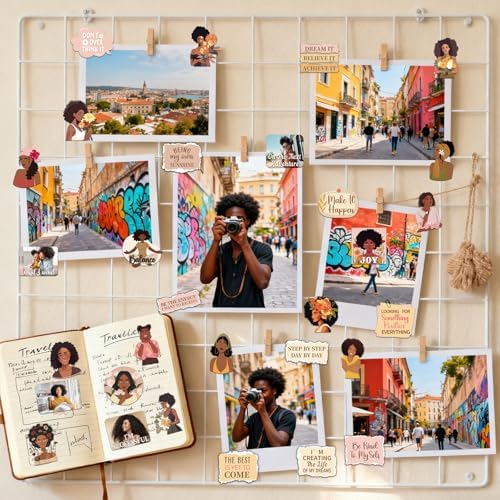 Vision Board Supplies Scrapbook - 50 Pcs Black Girl Travel Stickers - Image 2