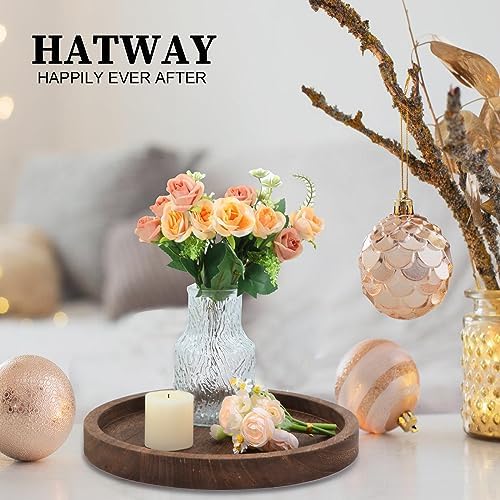 Hatway Wooden Decorative Tray Candle Holder Round Wood Tray Home Decor,Centerpieces Plates for Table centerpieces for CoffeeTable,Christmas Decor - Image 6