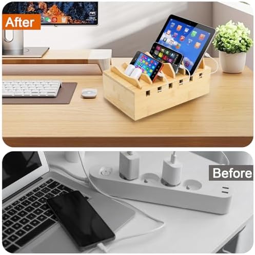 WRINGKIT Bamboo Charging Station for Multiple Devices, Hold 6 Devices - Image 3