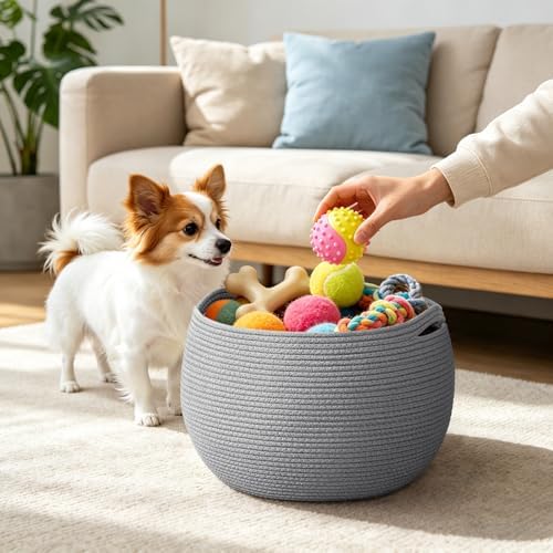 Goodpick Large Toy Storage Basket for Kids, Round, 15.7" x 10.5", Grey - Image 5