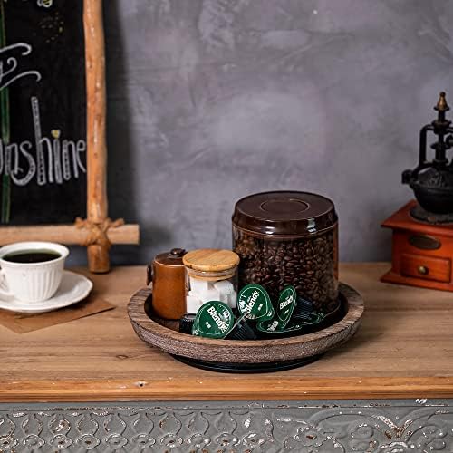 Hanobe Wooden Lazy Susan for Table Centerpiece, Round Serving Tray, 11.2" - Image 3