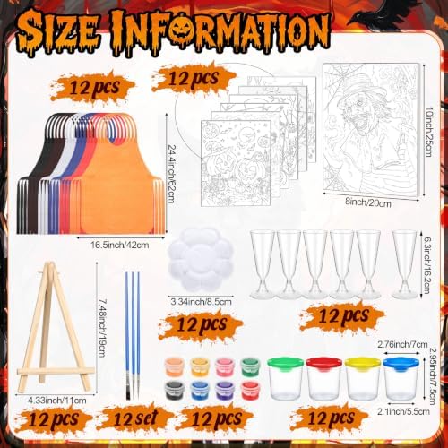 Sherr 96 Pcs 12 Set Pre Drawn Canvas Painting Kits, Halloween Style - Image 2
