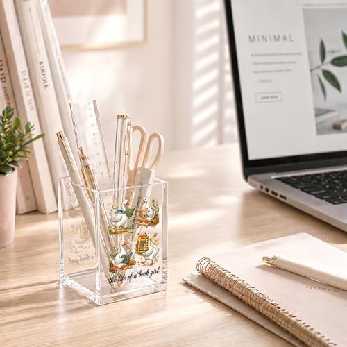 Funny The Life Of A Book Girl Acrylic Pencil Holder Cup - Image 4