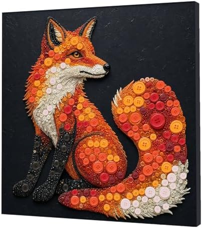 Framed Button Art Kit 11.8" DIY Mosaic Craft for Adults(Fox) by Unknown