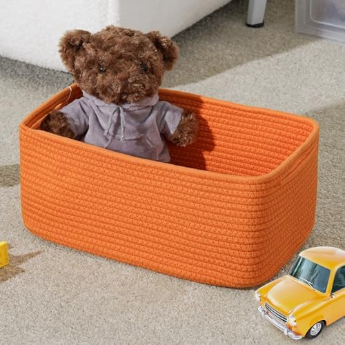 3 Pack Storage Baskets for Organizing, 13.7×9.5×6.3", Orange - Image 5