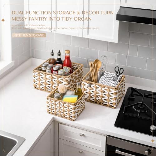 Small storage basket，Woven Storage Basket 3-pack - Image 5
