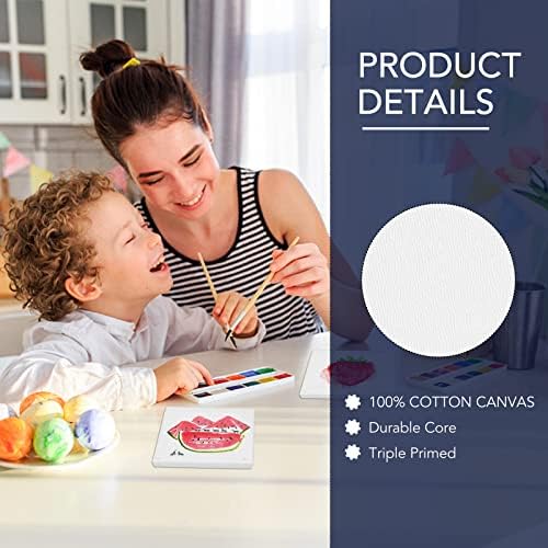 ESRICH Mini Stretched Canvas 12 Pack 4x4inch, 2/5''Profile Art Primed Canvases for Painting, 100% Cotton Small Professional Stretched Canvas for Kids and Art Supplies,for Acrylics,Oils&Other Painting. - Image 3