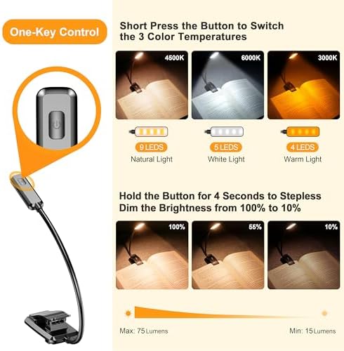 Gritin 9 LED Rechargeable Book Light for Reading in Bed - Image 3