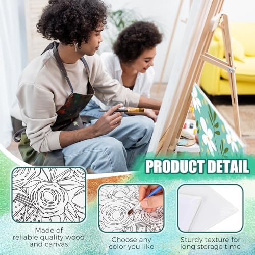 Sherr 75 Pcs 15 Set Floral Pre Drawn Canvas Kit for Painting Craft Sip - Image 3