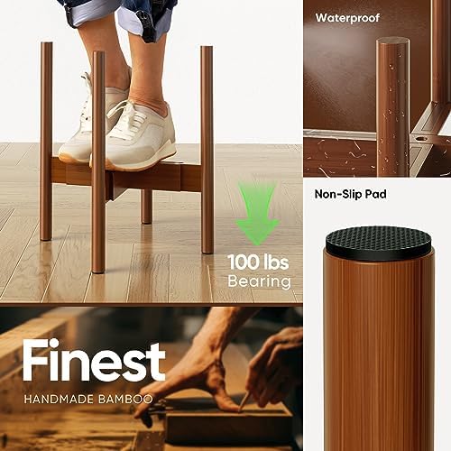 MUDEELA Plant Stand for Indoor, Bamboo Material, Dark Brown, 14.5 Inch Tall - Image 4