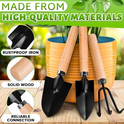 Mini Garden Tools for House Plants, Mini Shovel, Trowel & Hand Rake - Image 3