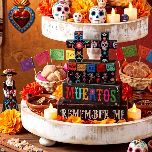 Moucuny 4 Pcs Day of the Dead Table Decor Dia De Los Muertos Decoration - Image 2