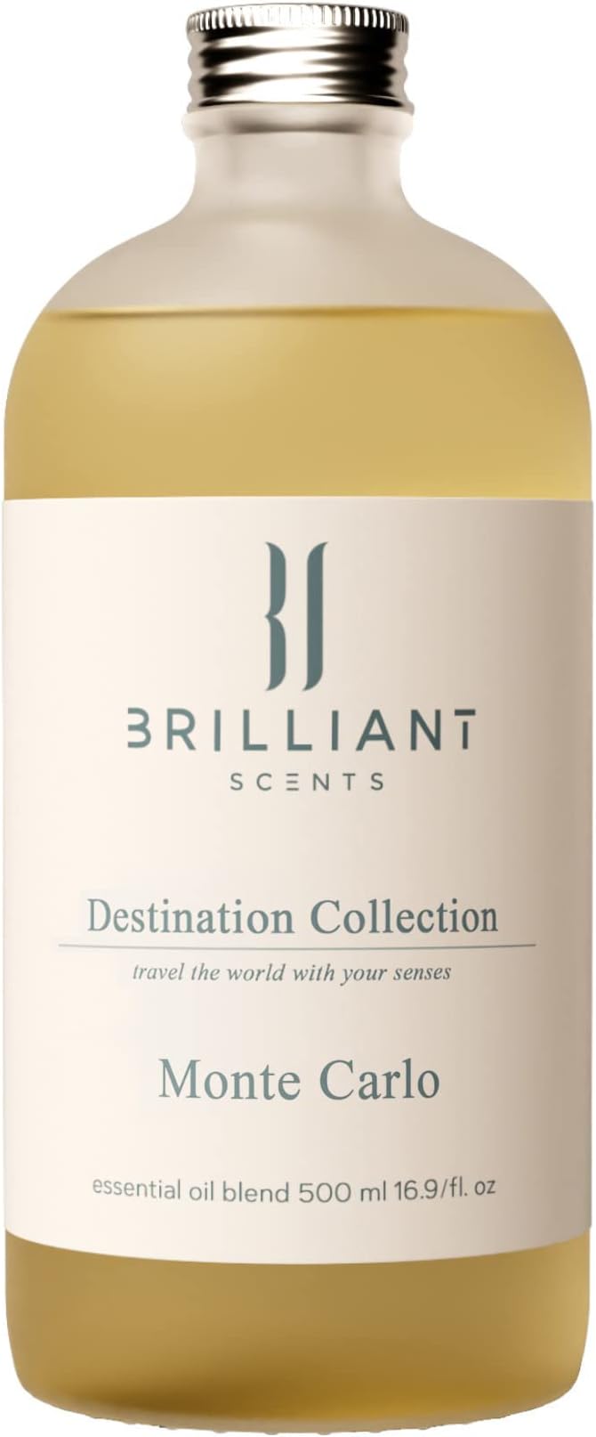Brilliant Scents Monte Carlo Fragrance Oil 500ml - Premium Diffuser Oil for Home, Office, Hotels - Long Lasting, Plant-Based, Meets IFRA Standards, USA-Made - Jasmine, Lemongrass, Green Tea