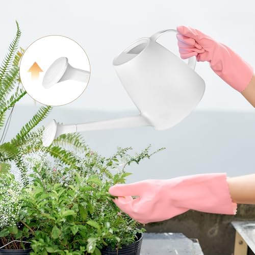 Plastic Watering Can - for Indoor and Outdoor House Plant Garden - with Long Spout - 1/2 Gallon - White - Image 6