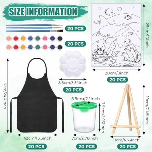 Sherr 140 Pcs 20 Set Pre Drawn Canvas Painting Kit, Animal - Image 2