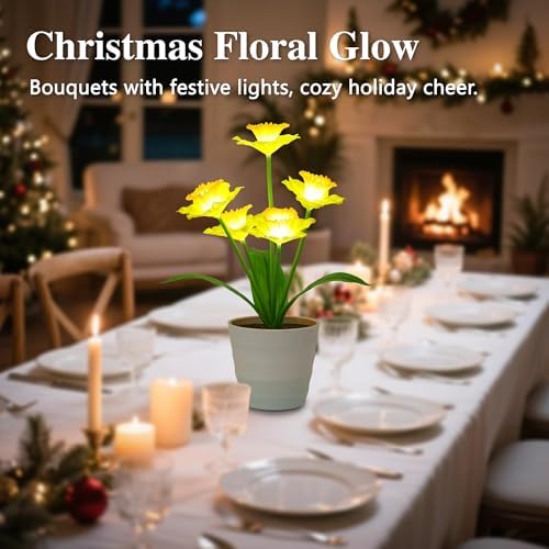 Artificial Daffodil Flower Night Light Gifts for Women Mom Grandma - Image 3