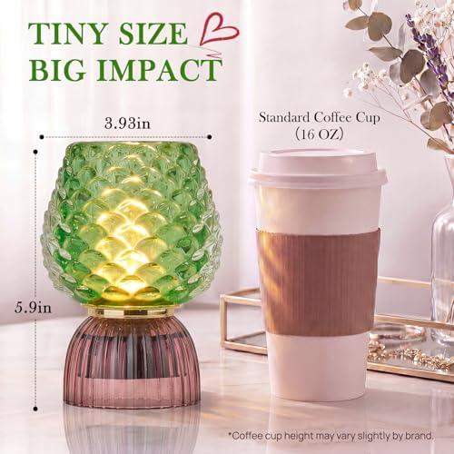 Small Battery Operated Lamp with Timer, Pinecone, Green - Image 5