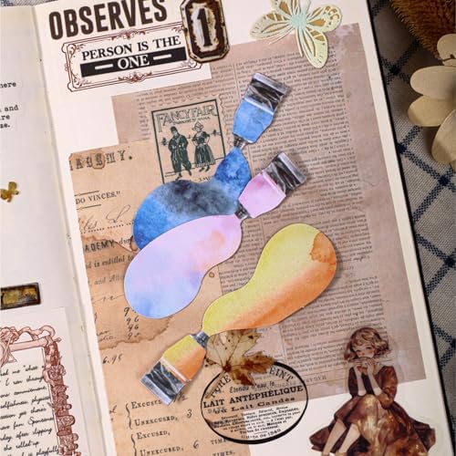 Alideco 120pcs Scrapbook Stickers Vintage Color Pigments Scrapbooking Junk Journal Crafts Embelishment Decoration Stickers (yanliao) - Image 3