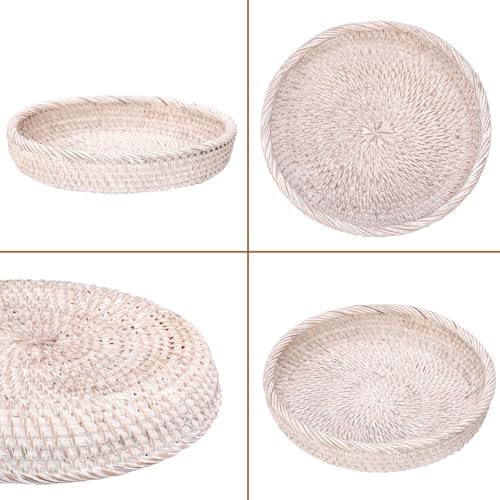 Hipiwe Round Key Basket Bowl for Entryway, 9" Decorative Wicker Rattan Tray - Image 7
