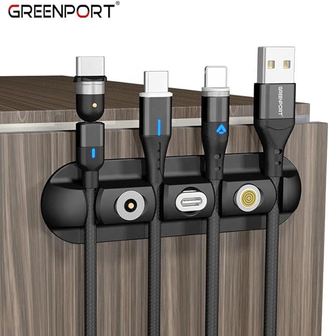 Cable & Clutter Free Organizer | Self-Adhesive Charging Data Cables USB Cords Management Desk Clip(Pack of 2)