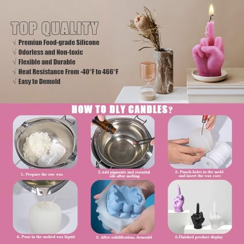 Large Hand Shaped Silicone Mold for Candle Making, 5" Gesture Candle Mold - Image 7