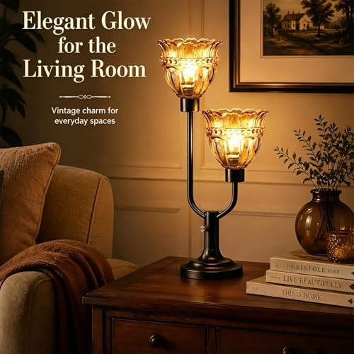 Lightdot Mid Century Modern Table Lamp Dimmable Vintage Black Glass Lamp - Image 2