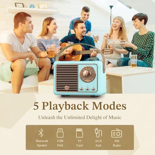 PRUNUS J-999 Retro Bluetooth Speaker,Vintage Decor Mini Wireless Speaker - Image 4