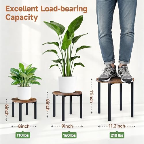 Amaoot 3-Pack Plant Stands Indoor,Large Plant Stool Flower Display Shelf - Image 3