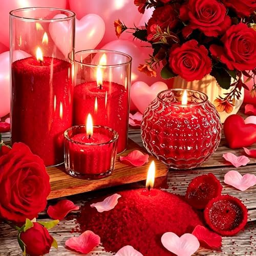 1.1LB Candle Sand- Red Candle Beads, Sand Wax for Wedding Decor Rosa Scented Candle with Wicks Dark Pearled, Wax for Home Decoration Party Gift 85 Burn Hours Refillable Candle Wax DIY Candle Making - Image 7