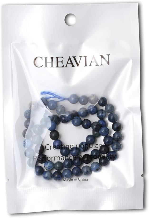 60PCS 6mm Natural Dumortierite Gemstone Round Loose Stone Beads for Jewelry Making Crafts Design 1 Strand 15"