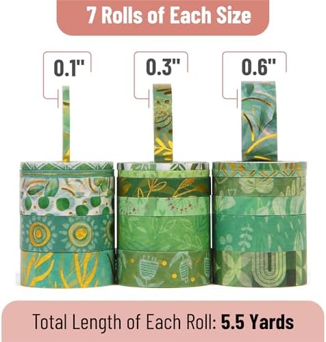 Mr. Pen- Washi Tape Set, 21 Rolls, Assorted Sizes, 5.5 Yards/Roll - Image 4