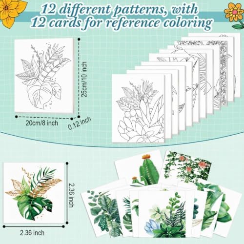Engrowtic 12 Pcs 8 x 10'' Green Plants Pre Drawn Canvas to Paint Pre Printed Sketched Canvas for Adult Ladies Paint Art Party Favor Board Set for Craft(Classic Style) - Image 3