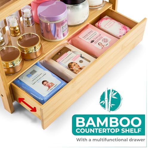 Sorbus Matcha Station Shelf, Bamboo (17" x 6.5" x 12.6") - Image 4