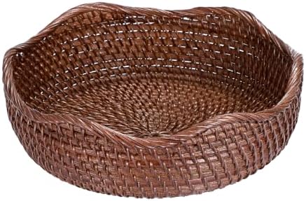Hipiwe 10" Round Key Tray for Entryway Table Handwoven Wicker Basket Bowl by Hipiwe