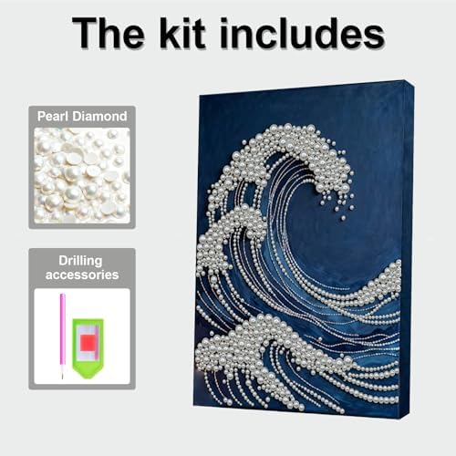 LQCrafK DIY Pearl Art Painting Handcraft Kit for Adults Beginners, Creative Design, Healing Stress-Relieving Home Wall Decoration, with Framed Painting and Tools-Waves - Image 6