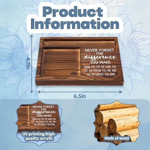 FOUGSTA New Job Office Gifts for Women, New Beginnings Gifts for Women, Chapter Present for Friend,Wooden Notepad Pen Holder With Inspirational Quotes,16.5 x 12 x 1.5 cm,XXN9 - Image 2