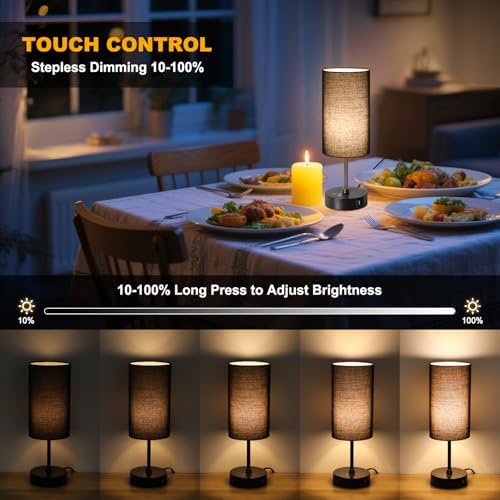 Unicozin Table Lamp with 3 CCT (3000K/4500K/6500K), Stepless Dimmable Bedside Lamp with 7 Color Changing, Modern Nightstand Light with Black Shade for Bedroom, Kids Room, Home, Office - Image 3