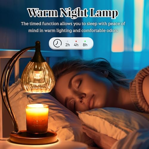 Candle Warmer Lamp with Timer Dimmer - Electric Candle Lamp for Jar Candles with 2 Bulbs - Candle Warmer Light for Scented Wax Valentines Day Gifts New Home Decor for Women Mirror Silver - Image 2