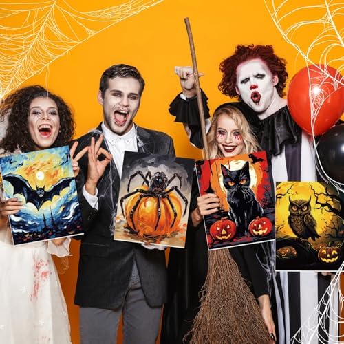 Zhanmai 20 Set Pre Drawn Canvas Painting Kit, Ghost,Skull,Pumpkin - Image 6