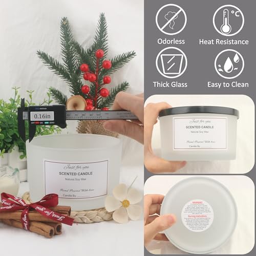 MILIVIXAY 6 Pack 24 oz Candle Jars with Metal Lids and Candle Making Kits - 3 Wick Candle Jar,Bulk Empty Frosted White Thick Glass Jars for Making Large Candles - Spice, Powder Containers - Image 6