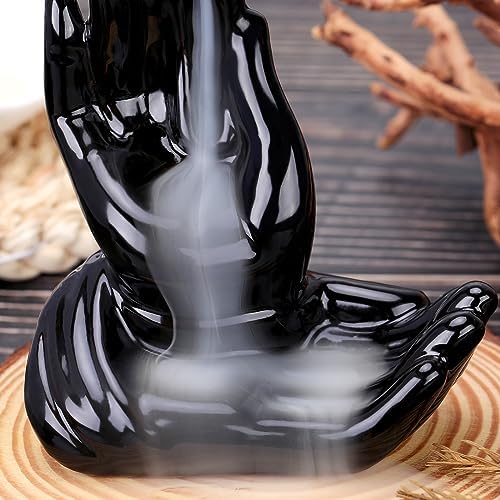 Buddha Hand Backflow Incense Burner Smoke Waterfall Incense Burner Ceramic Buddha Incense Holder Incense Cone Burner for Yoga Meditation and Home Decor - Image 5