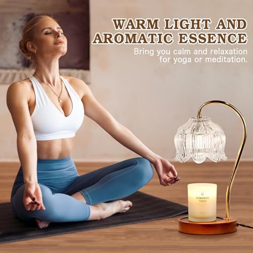 Funistree Flower Candle Warmer Lamp with Timer, Dimmable Candle Lamp Warmer, Christmas Birthday Gifts for Women Mom Her, Housewarming Home Decor, Lotus Wax Warmer for Yankee Candles - Clear Lily - Image 7