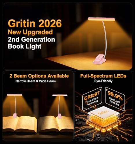 Gritin 2026 Gen 2 Book Light for Reading- 32 Eye Caring Full Spectrum LED - Image 2