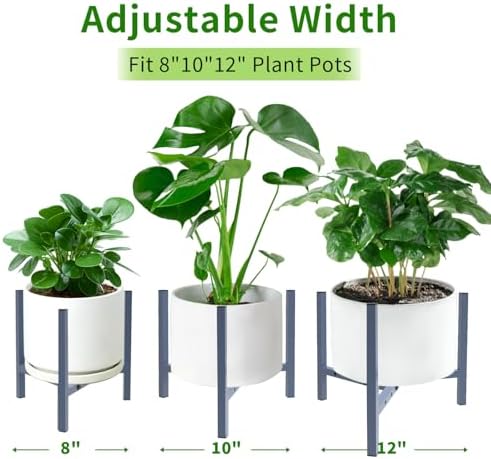 Aripark Plant Stand Indoor Adjustable, Metal Modern Plant Stands Small, Heavy Duty Stable Plant Pot Flower Holder Outdoor Corner, Fit 8 9 10 11 12 inch Pots, Sparkling Blue (Pot & Plant Not Included) - Image 3