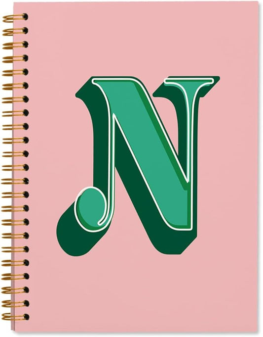 ShowDraven Vintage Initial Letter N Notebook, Personalized Gifts Notebook, Custom Notebook Journals for Writing, Customized Gifts, Monogrammed Gifts for Women, Hardcover Spiral Notebook 5.5 x 8.3