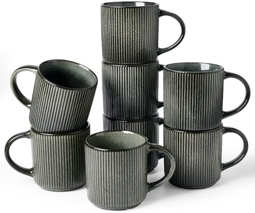 famiware Coffee Mug Set of 8, Star 12 oz Ceramic Mugs Cups Set with Handle by Famiware