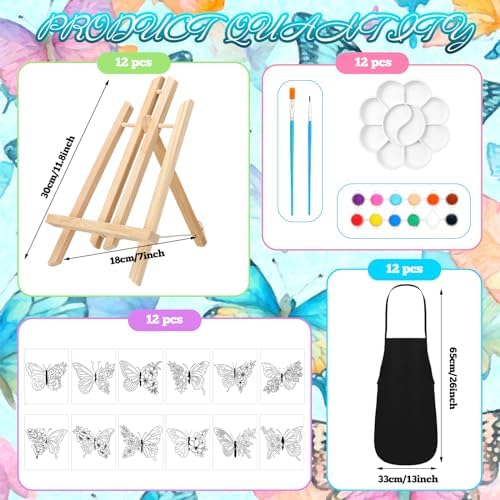 Motipuns 12 Set Butterfly Flower Pre Drawn Canvas for Paint for Adults - Image 3