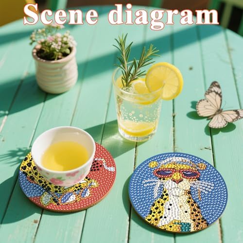DOTSOPS 6 Pack Cat Diamond Painting Coasters Kits with Holder for Beginners - Image 5